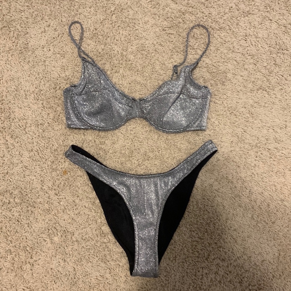 Triangl silver sparkle swimsuit
